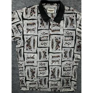 Straight Down Polo Men's Medium Aztec Shirt‎ Butterfly Button-Down USA Made